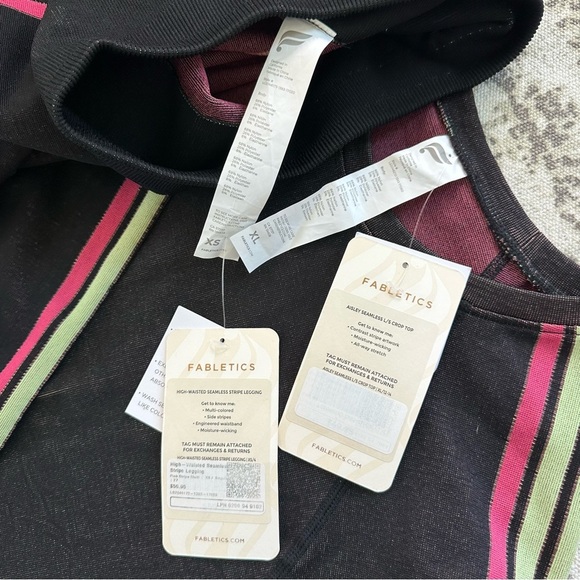 FABLETICS Aisley High-Waisted Seamless Pink Stripe Multi Leggings & Long Sleeve - Picture 11 of 16